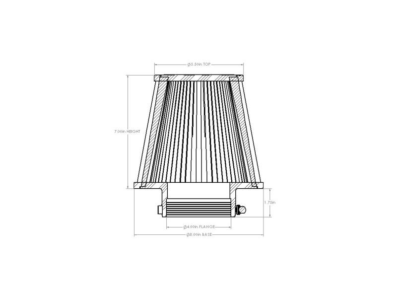 AFE Universal D2 Dura Dry Air Filter - aFe Magnum FORCE Intake Replacement Air Filter w D2 Dura-Dry Media 4in F x8in B x5-1/2in T x7in H