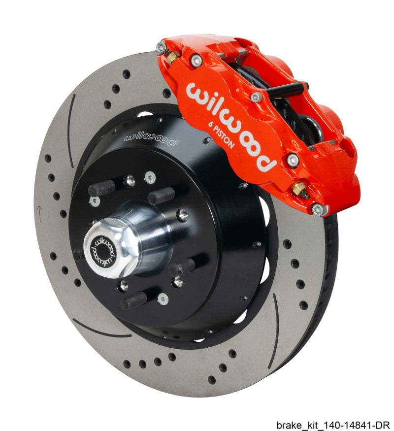 WIL Superlite Brake Kit - Wilwood Narrow Superlite 6R Red Front Big Brake Kit Ford 14in Drilled/Slotted Rotor
