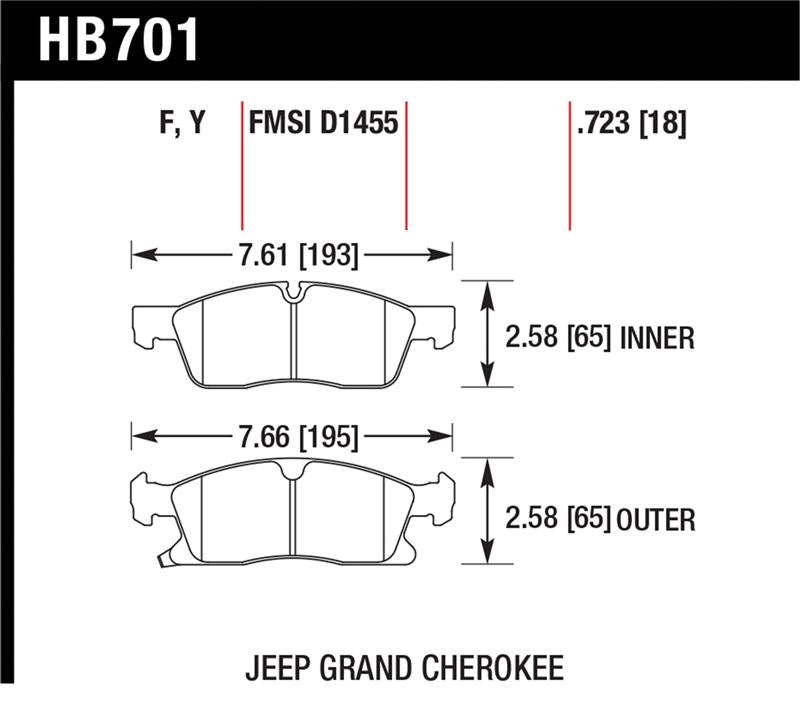 HAWK LTS Brake Pads - Hawk 11-12 Dodge Durango / 11-12 Jeep Grand Cherokee LTS Front Street Brake Pads