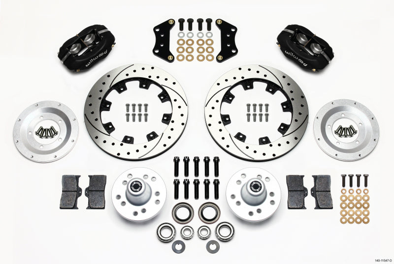 WIL Dynalite Brake Kit - Wilwood Forged Dynalite Front Kit 12.19in Drilled Magnum Force Drop Spindle