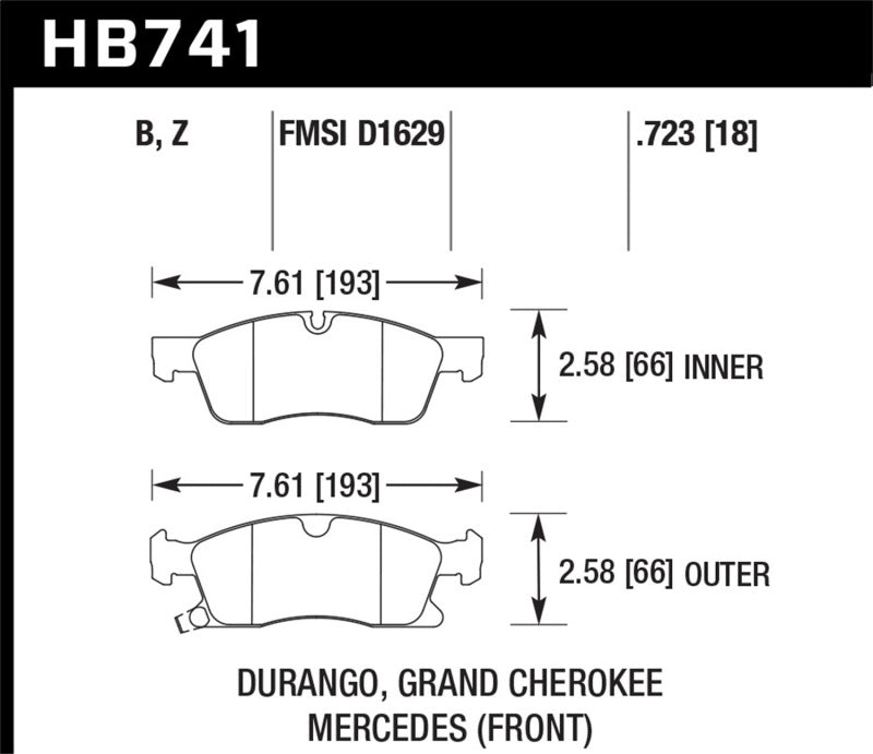 HAWK HPS 5.0 Brake Pad Sets - Hawk 13-15 Mercedes-Benz GL350/450 12-15 ML350 2015 ML250 HPS 5.0 Front Brake Pads