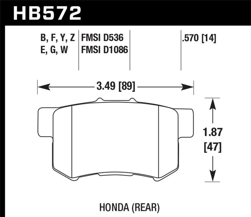 HAWK HPS 5.0 Brake Pad Sets - Hawk 2001-2003 Acura CL Type-S HPS 5.0 Rear Brake Pads