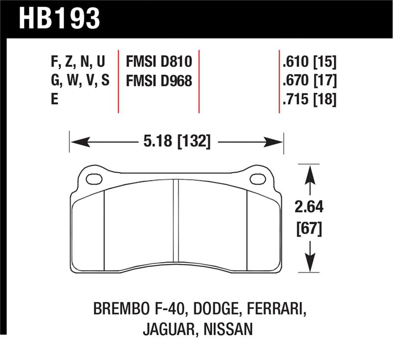 HAWK DTC-70 Brake Pad Sets - Hawk Rotora FC4 DTC-70 Race Brake Pads