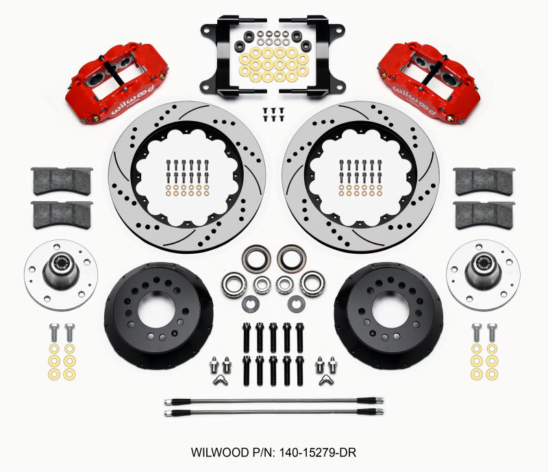 WIL Superlite Brake Kit - Wilwood Narrow Superlite 6R Front Hub Kit 14.00in Drill Red 82-92 Camaro//Firebird