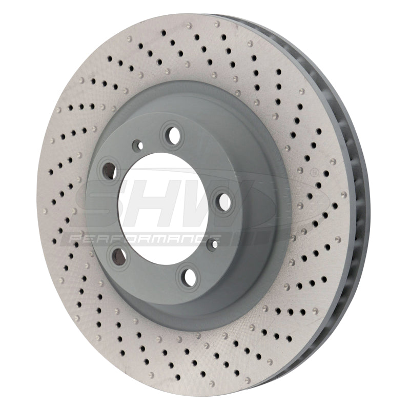 SHW Drilled-Dimpled MB Rotors - SHW 15-16 Porsche 911 Carrera 4 GTS w/o Ceramics Right Frt Drill-Dimp MB Brake Rotor (99135140401)