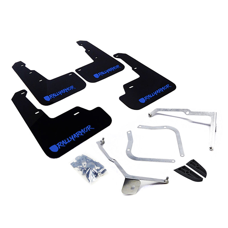RAL UR Blk Flap/Blue Logo - Rally Armor 15-21 Subaru WRX/STI Black Mud Flap Blue Altered Font Logo