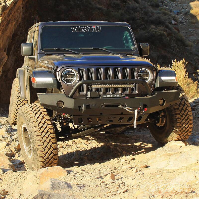 WES WJ2 Bumpers - Westin 18-19 Jeep Wrangler JL WJ2 Full Width Front Bumper w/Bull Bar Textured Black