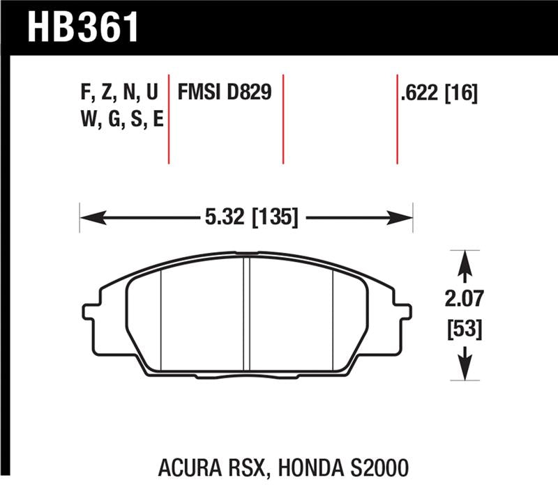 HAWK HPS 5.0 Brake Pad Sets - Hawk 2002-2006 Acura RSX Type-S HPS 5.0 Front Brake Pads