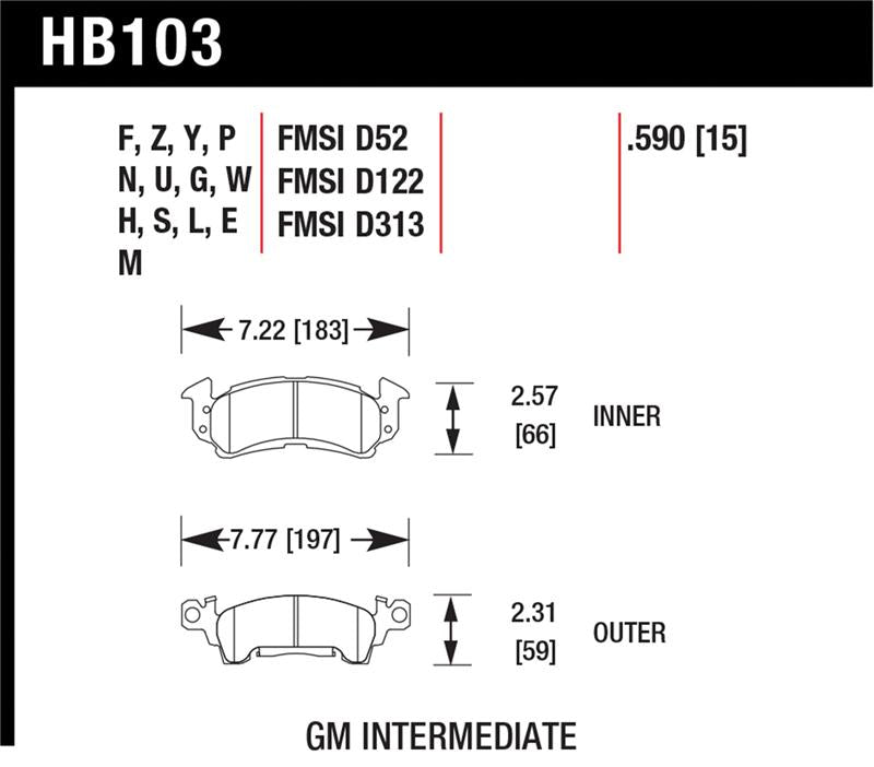 HAWK Black Brake Pad Sets - Hawk 76-77 Chevrolet Camaro LT / 72 Camaro Z28 / 69-81 Camaro Black Race Front Brake Pads