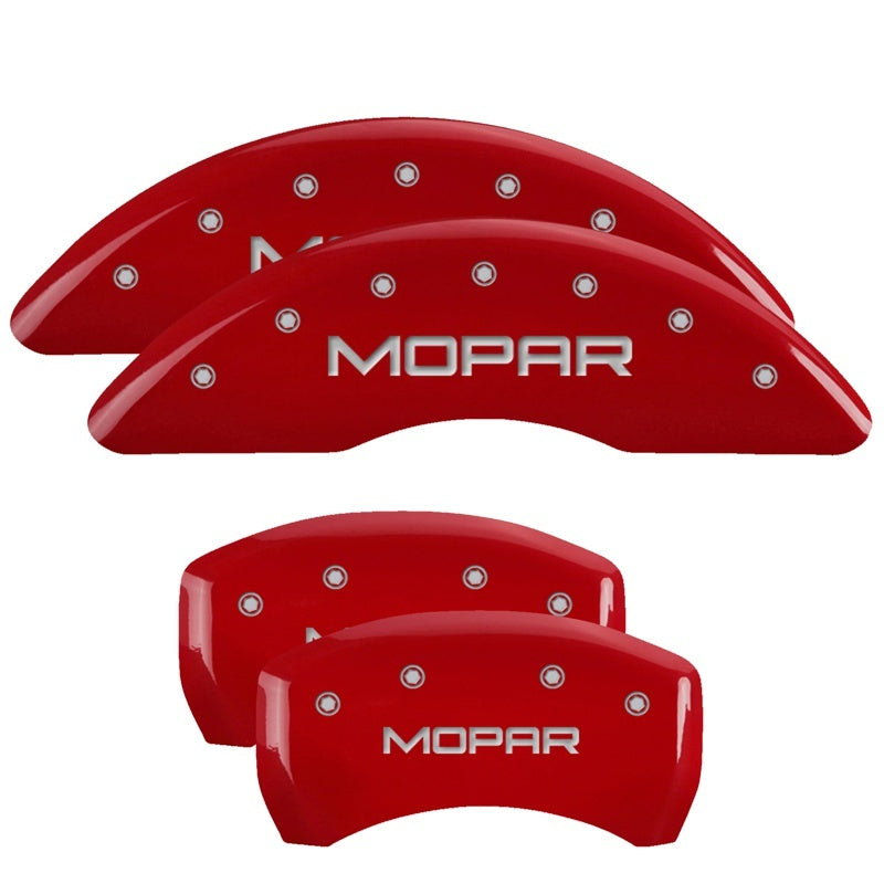 MGP Caliper Covers 4 Logo - MGP 4 Caliper Covers Engraved Front & Rear MOPAR Red finish silver ch