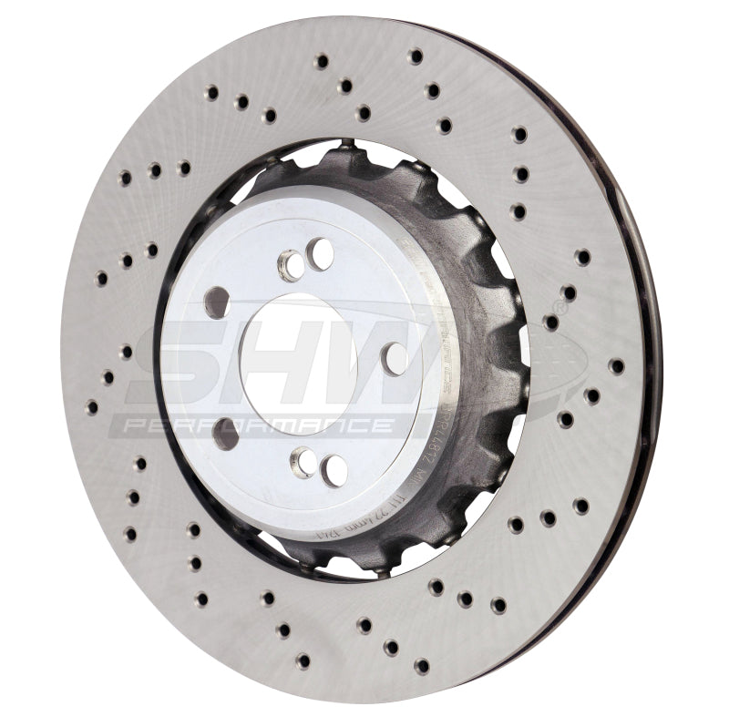 SHW Drilled Lightweight Rotors - SHW 15-18 BMW M3 3.0L Right Rear Cross-Drilled Lightweight Brake Rotor (34212284812)