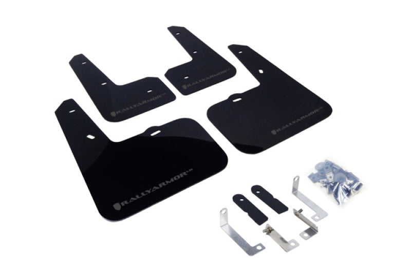 RAL UR Blk Flap/Grey Logo - Rally Armor 12-18 Hyundai Veloster Black UR Mud Flap w/ Grey Logo