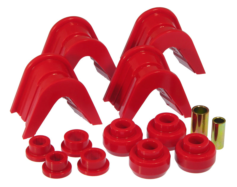 PRO Steering Bushings - Red - Prothane 66-79 Ford Trucks 14-Piece Bushing Set - 4deg Offset - Red