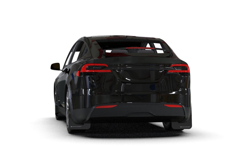 RAL UR Blk Flap/Met. Blk Logo - Rally Armor 22-26 Tesla Model X Black UR Mud Flap - Metallic Black Logo