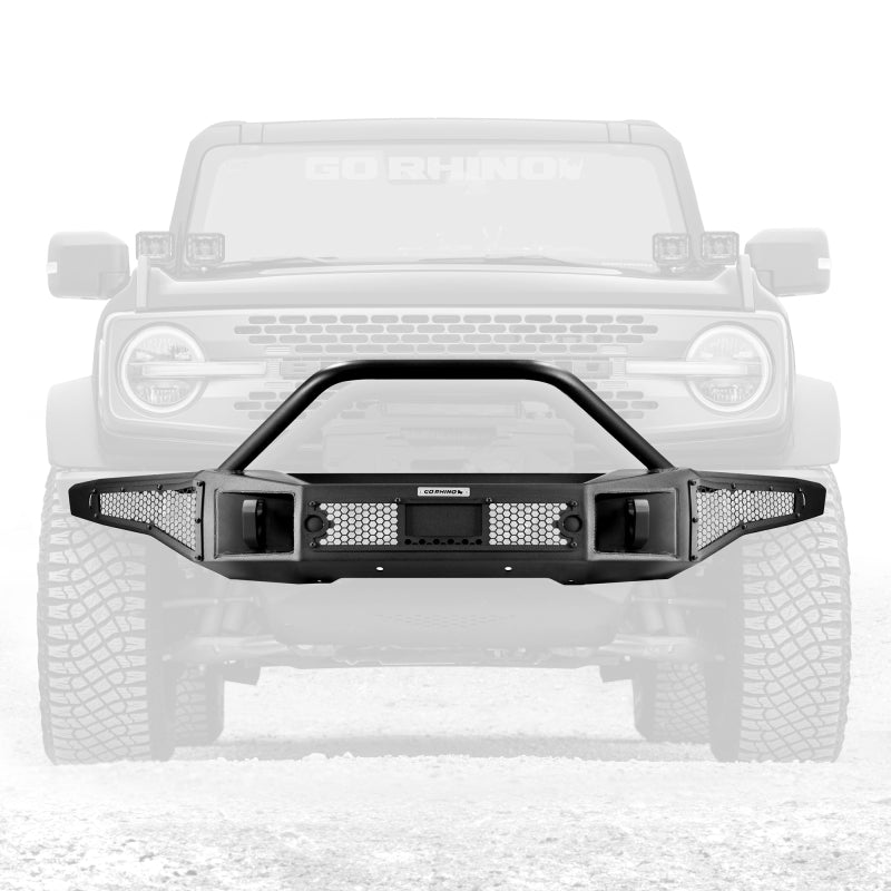 GOR Rockline Bumper - Go Rhino 21-24 Ford Bronco (2 and 4 Door) Rockline Full Width Bumper w/ Overrider Bar