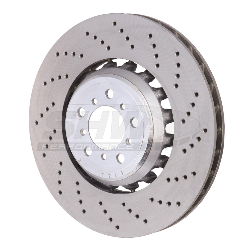 SHW Drilled Lightweight Rotors - SHW 2021 BMW M2 Comp 3.0L w/o Ceramic Brake Right Front Cross-Drilled LW Brake Rotor (34118072018)