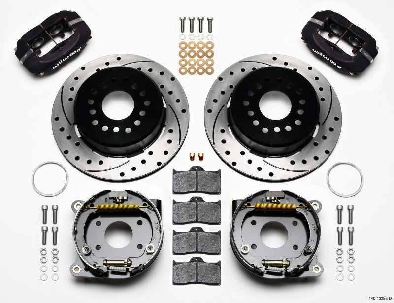 WIL Dynalite Brake Kit - Wilwood Forged Dynalite P/S Park Brake Kit Drilled AMC 71-74 2.60in Offset