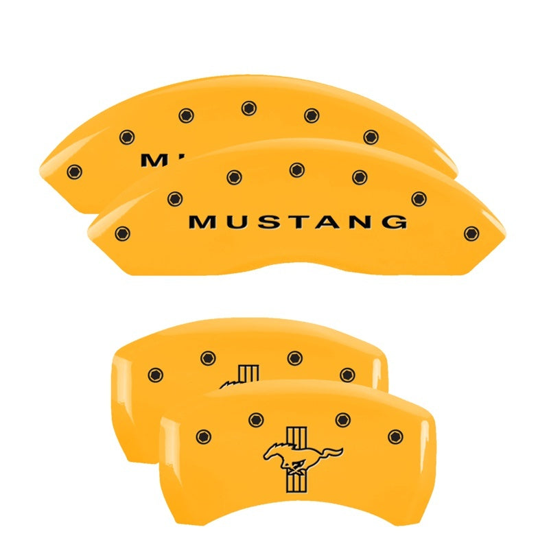 MGP Caliper Covers 4 Logo - MGP 4 Caliper Covers Engraved Front Mustang Rear Bar & Pony Yellow Finish Blk Char 2006 Ford Mustang