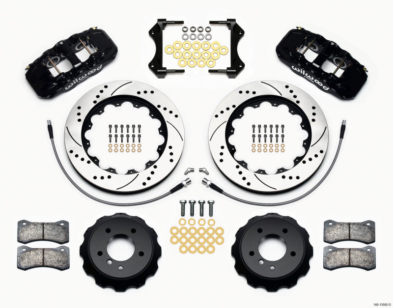 WIL Aero Brake Kit - Wilwood AERO6 Front Hat Kit 14.00 Drilled 2007-2011 BMW E90 Series w/Lines