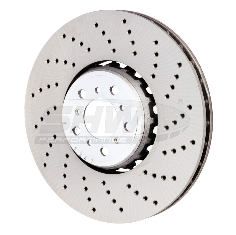 SHW Drilled Lightweight Rotors - SHW 15-18 BMW X5 M 4.4L Right Front Cross-Drilled Lightweight Brake Rotor (34112284902)