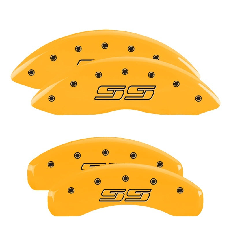 MGP Caliper Covers 4 Logo - MGP 4 Caliper Covers Engraved F & R Avalanche SS Yellow Finish Blk Char 2008 Chevy Express 2500