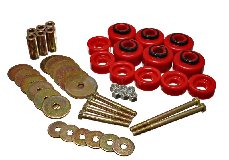 ES Body Mounts - Red - Energy Suspension 97-03 Ford F-100/F-150 2WD/F250 2WD & L-Duty Red Body (Cab) Mount Set