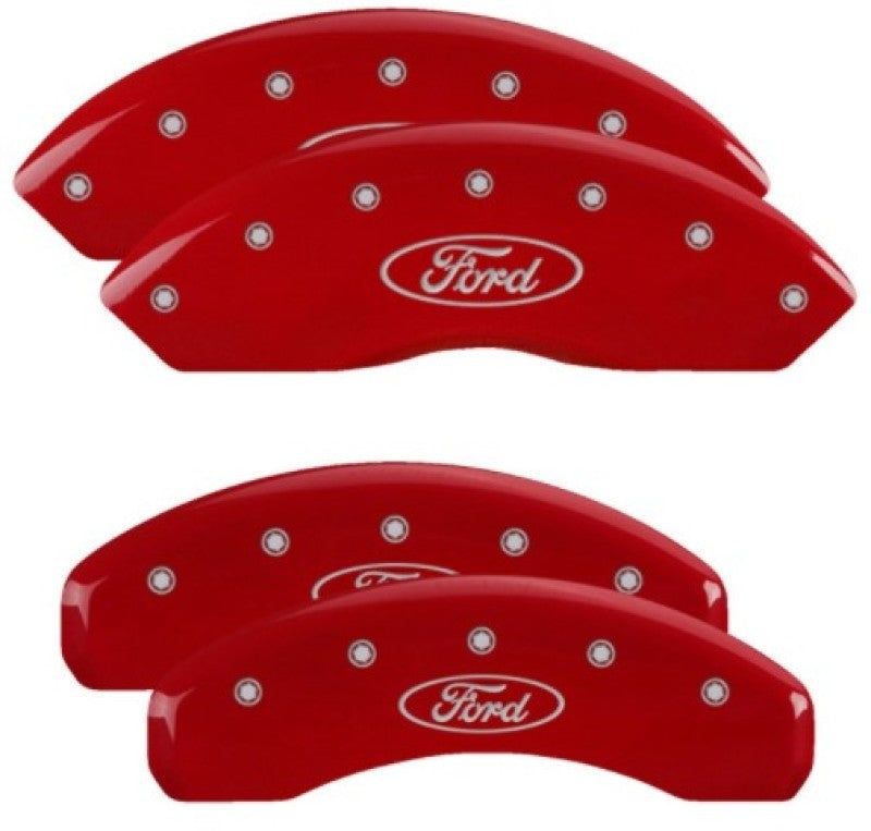 MGP Caliper Covers 4 Logo - MGP 4 Caliper Covers Engraved Front & Rear Oval Logo/Ford Red Finish Silver Char 2019 Ford Ranger