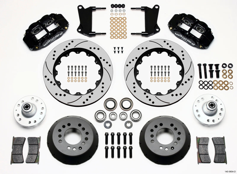 WIL Superlite Brake Kit - Wilwood Narrow Superlite 6R Front Hub Kit 14.00in Drilled 67-69 Camaro 64-72 Nova Chevelle