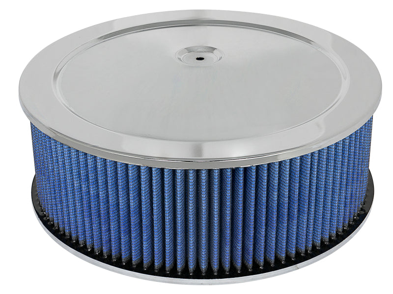 AFE Universal Pro-5 R Filter - aFe MagnumFLOW Air Filters Round Racing P5R A/F Chrome Assy 14x5: Blk/Blue E/M