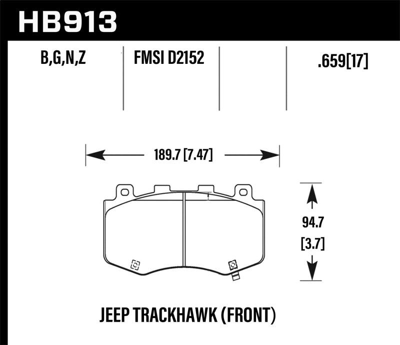 HAWK Ceramic Brake Pad Sets - Hawk 18-19 Jeep Grand Cherokee Performance Ceramic Street Front Brake Pads