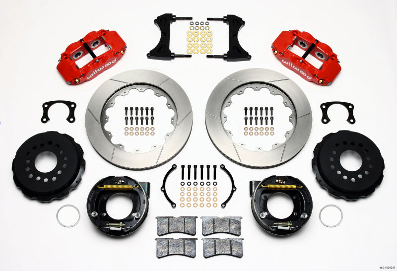 WIL Superlite Brake Kit - Wilwood Narrow Superlite 4R Rear P-Brk Kit 14.00in Red New Big Ford 2.50in Offset
