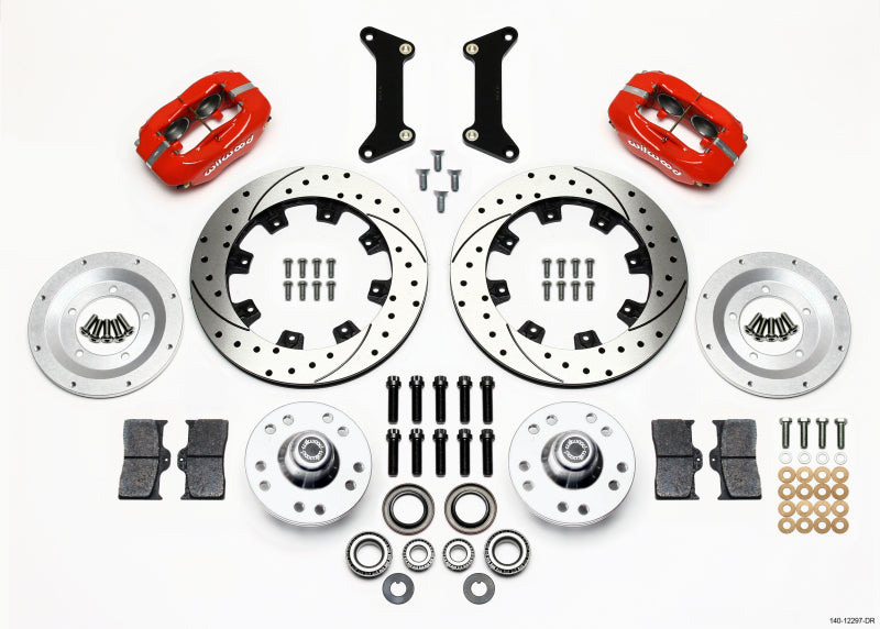 WIL Dynalite Brake Kit - Wilwood Forged Dynalite Front Kit 12.19in Drilled Red 79-87 GM G Body