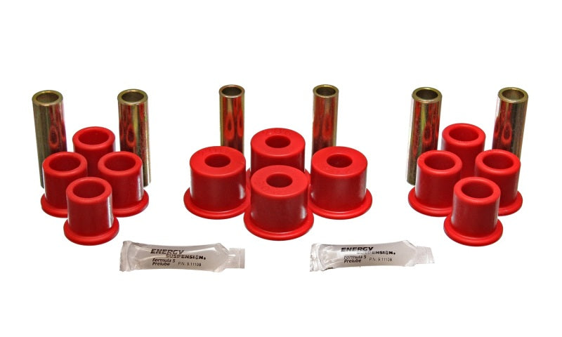 ES Spring/Shackle Bush - Red - Energy Suspension 8/81-96 Ford F100/F150 2WD Red Rear Leaf Spring Bushing Set