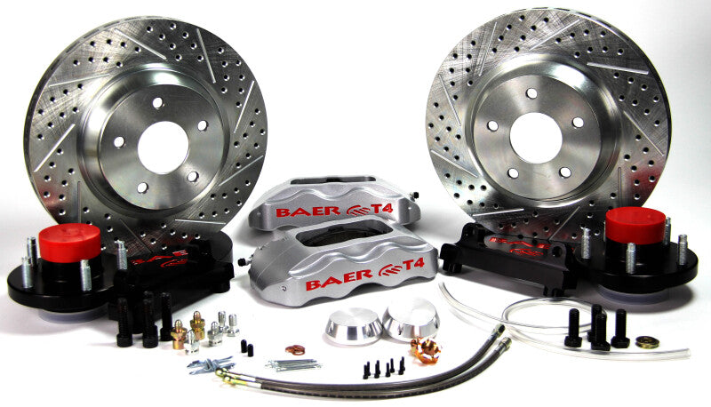 BAE Track4 Brake Kits - Baer Brakes 65-66 Ford Mustang 13in Track4 Front Brake Kit-Silver-
