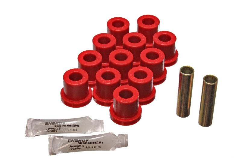 ES Spring/Shackle Bush - Red - Energy Suspension 55 Chevy Bel Air Red Rear Leaf Spring Bushing Set