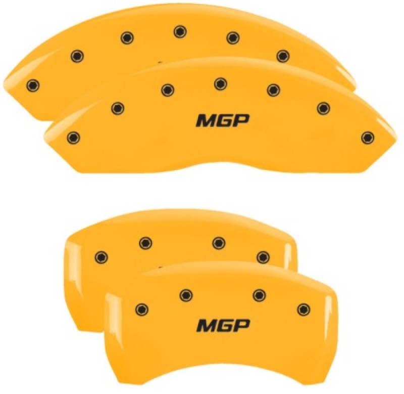 MGP Caliper Covers 4 Standard - MGP 4 Caliper Covers Engraved Front & Rear MGP Yellow Finish Black Char 2019 Chevrolet Blazer