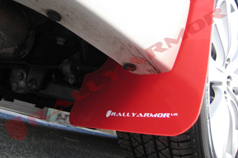 RAL UR Red Flap/Wht Logo - Rally Armor 08-10 Subaru WRX / 08-11 Impreza 2.5i (Hatch/Sedan) Red UR Mud Flap w/White Logo