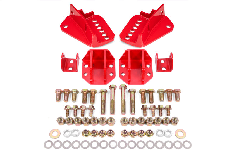 BMR Coilover Conversion Mounts - BMR 64-72 GM A-Body Coilover Conversion Kit Rear Adjust Shock Mt w/o CAB - Red