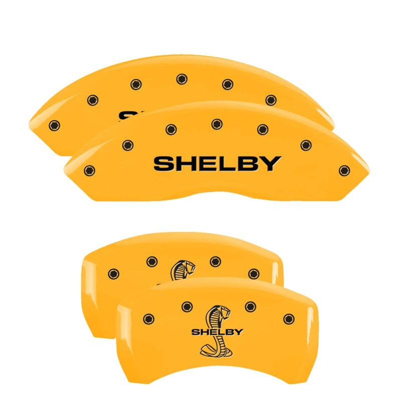 MGP Caliper Covers 4 Logo - MGP 4 Caliper Covers Engraved Front Shelby Rear Snake Yellow Finish Black Char 2007 Ford Mustang