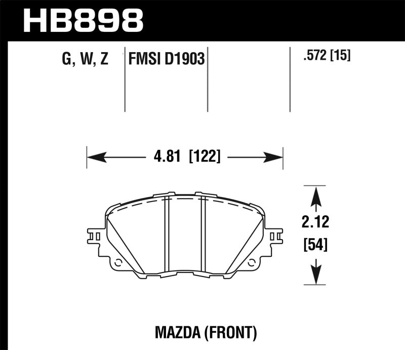 HAWK HPS 5.0 Brake Pad Sets - Hawk 17-19 Fiat 124 Spider HPS 5.0 Front Brake Pads