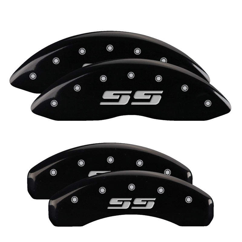 MGP Caliper Covers 4 Logo - MGP 4 Caliper Covers Engraved Front & Rear Silverado style/SS Black finish silver ch