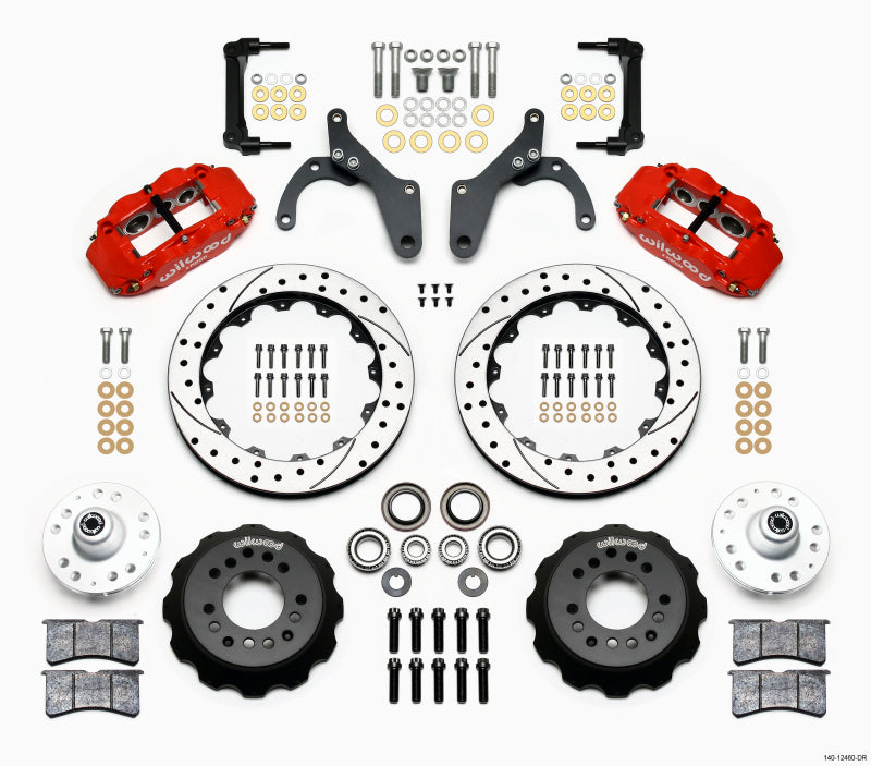 WIL Superlite Brake Kit - Wilwood Narrow Superlite 6R Front Hub Kit 12.88in Drill Red 59-64 Chevy Impala / 63-64 Corvette