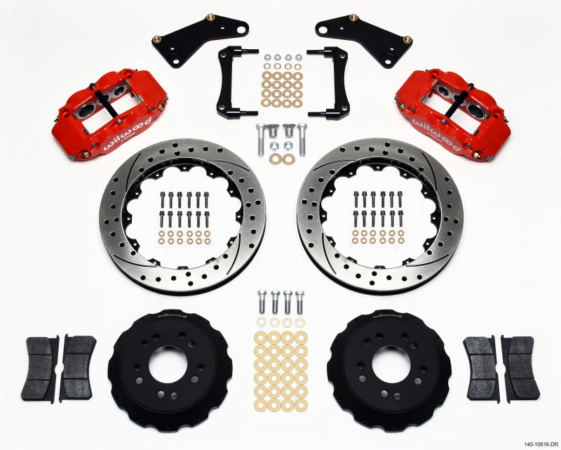 WIL Superlite Brake Kit - Wilwood Narrow Superlite 6R Front Hat Kit 13.06in Drill Red 65-82 Corvette C2/C3