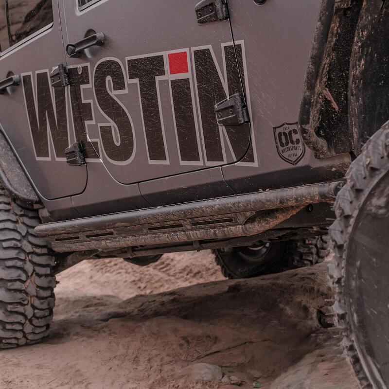 WES Snyper Rock Rail Steps - Westin/Snyper 07-17 Jeep Wrangler Unlimited Triple Tube Rock Rail Steps - Textured Black