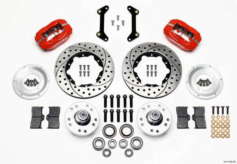 WIL Dynalite Brake Kit - Wilwood Forged Dynalite Front Kit 11.00in Drilled Red 79-87 GM G Body