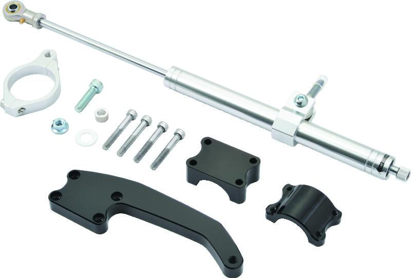 TWP Steering Damper Kits - Twin Power 17-Up FLH FLT Models Satin Finish Steering Damper Kit