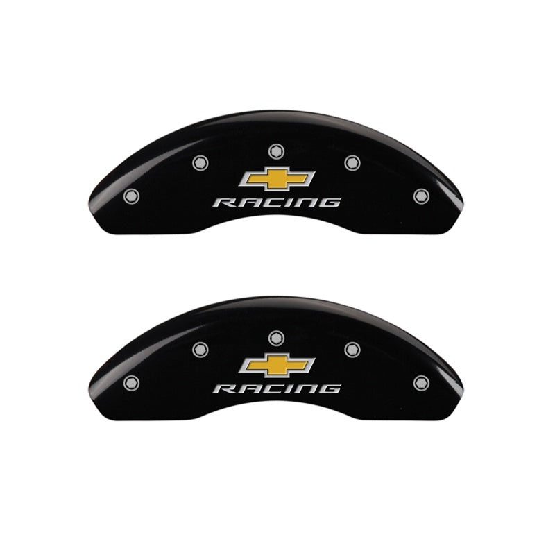 MGP Caliper Covers 2 Logo - MGP Front set 2 Caliper Covers Engraved Front Chevy racing Black finish silver ch