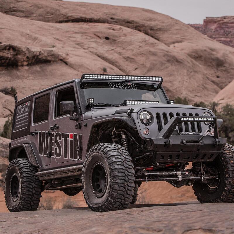 WES Snyper Rock Rail Steps - Westin/Snyper 07-17 Jeep Wrangler Unlimited Triple Tube Rock Rail Steps - Textured Black