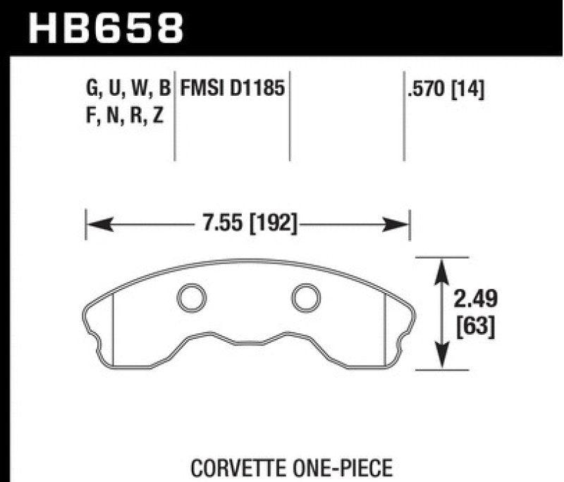 HAWK ER-1 Brake Pad Sets - Hawk 2010-2013 Chevy Corvette Grand Sport (One-Piece Pads) ER-1 Motorsports Front Brake Pads