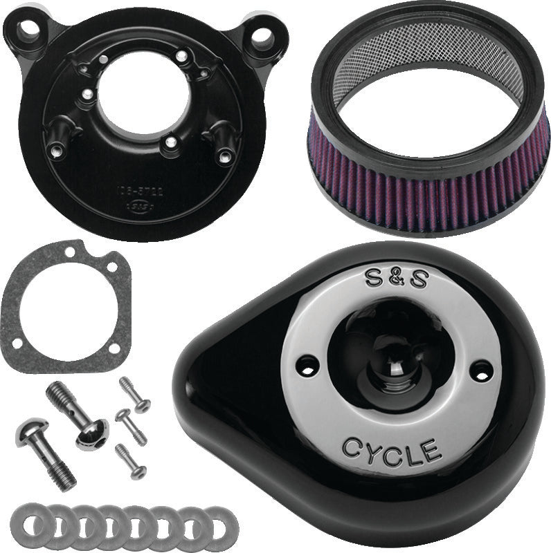 SSC Air Cleaner Kits - S&S Cycle 08-17 Touring/16-17 Softails Models Stealth Air Cleaner Kit w/ Black Teardrop Cover